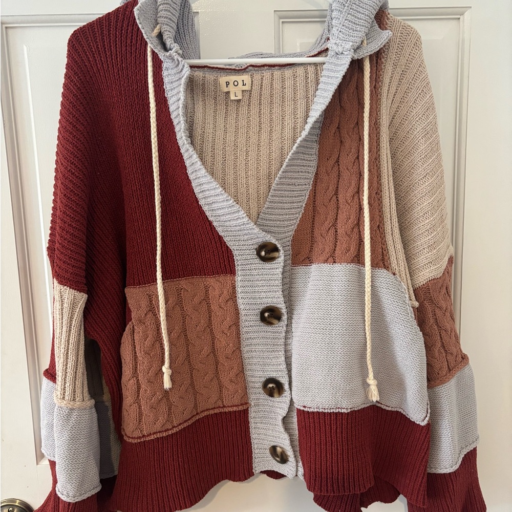 Women's Patchwork Hooded Cardigan